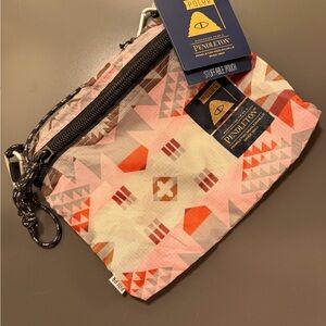 Pendleton Poler Pink and Orange Geometric Clutch Purse Bag Stuffable Pouch BNWT